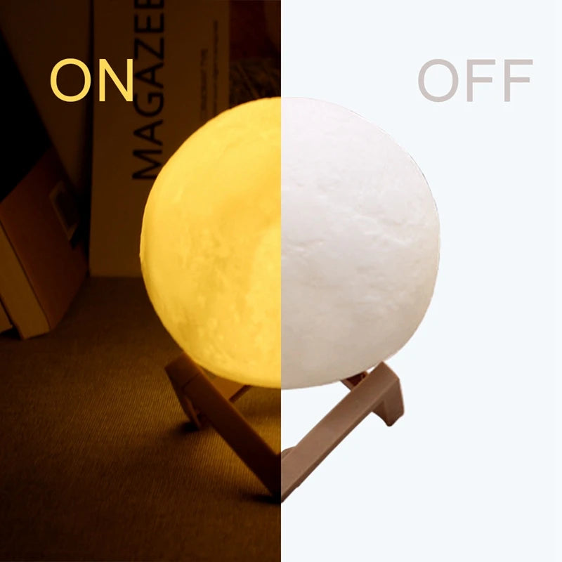 Moon Lamp LED Night Light Battery Powered With Stand,  For Bedroom Decor Night Lights Adults and Kids Gift.