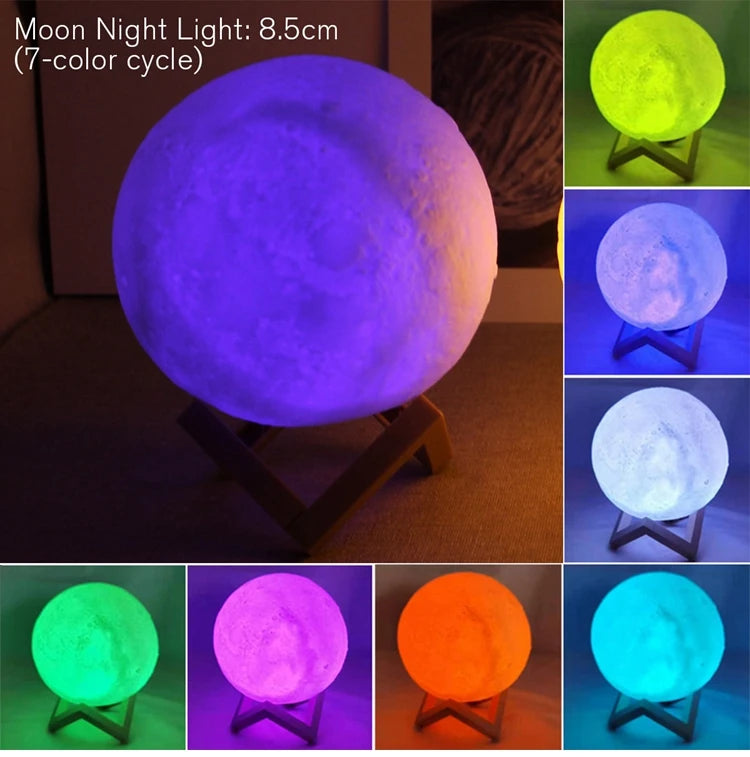 Moon Lamp LED Night Light Battery Powered With Stand,  For Bedroom Decor Night Lights Adults and Kids Gift.