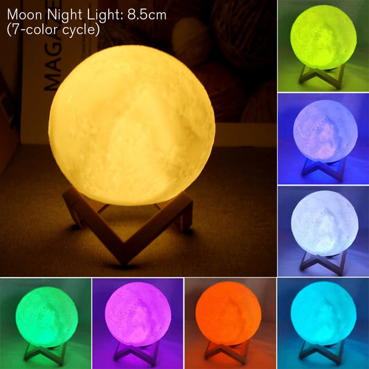 Moon Lamp LED Night Light Battery Powered With Stand,  For Bedroom Decor Night Lights Adults and Kids Gift.