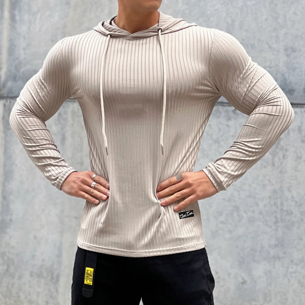 Gym Fitness T-shirt Men Casual Long Sleeve Skinny Shirt Male Bodybuilding Tees