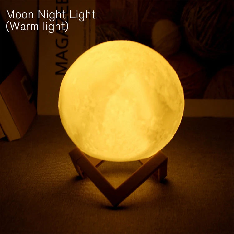 Moon Lamp LED Night Light Battery Powered With Stand,  For Bedroom Decor Night Lights Adults and Kids Gift.