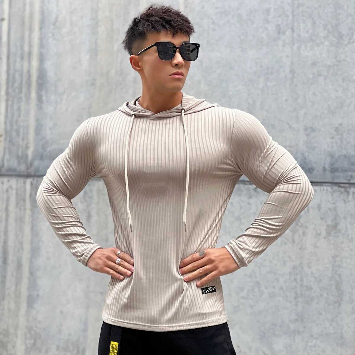 Gym Fitness T-shirt Men Casual Long Sleeve Skinny Shirt Male Bodybuilding Tees